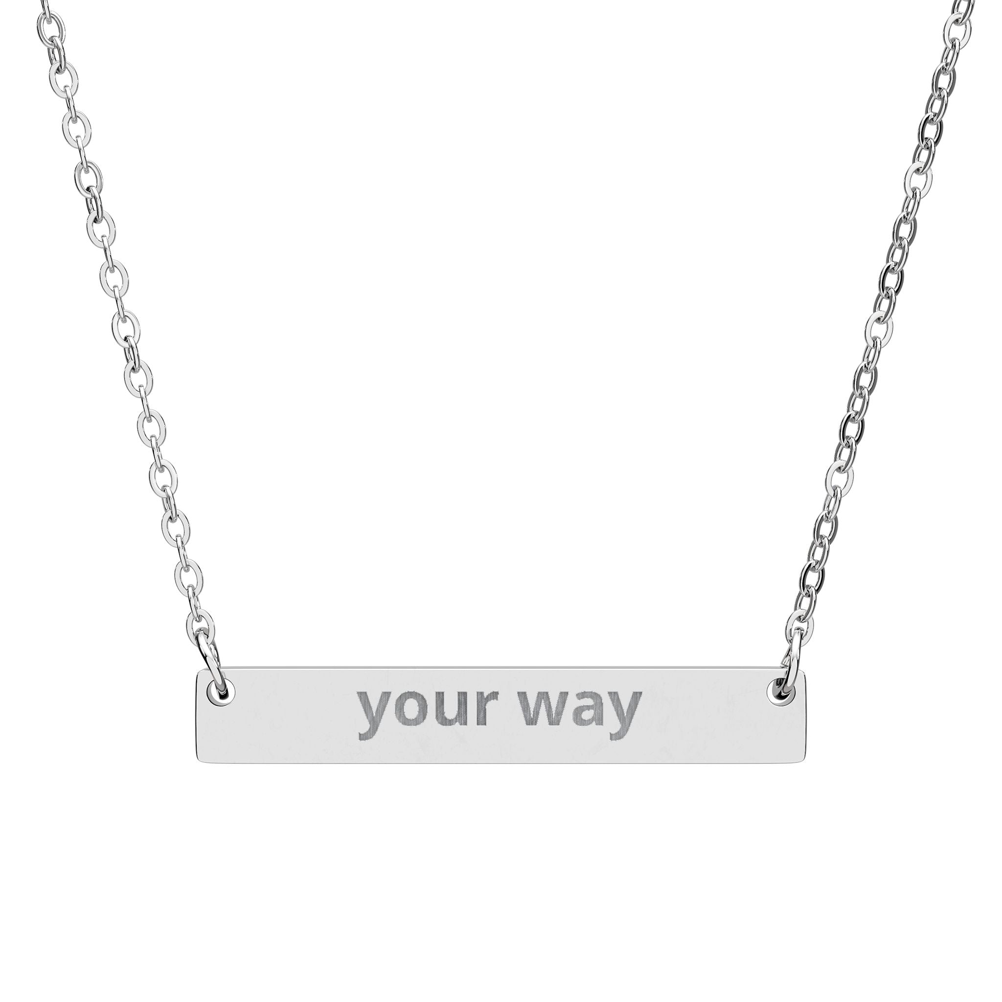 Engravable Horizontal Bar Necklace — Personalized 'your way' Silver Pendant