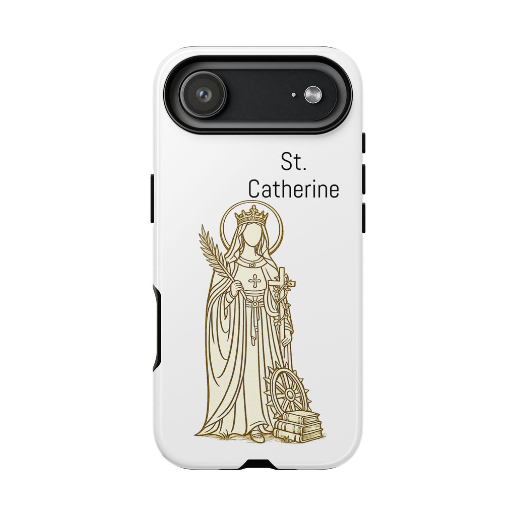 St. Catherine Phone Case — Gold Line Art Religious iPhone Cover