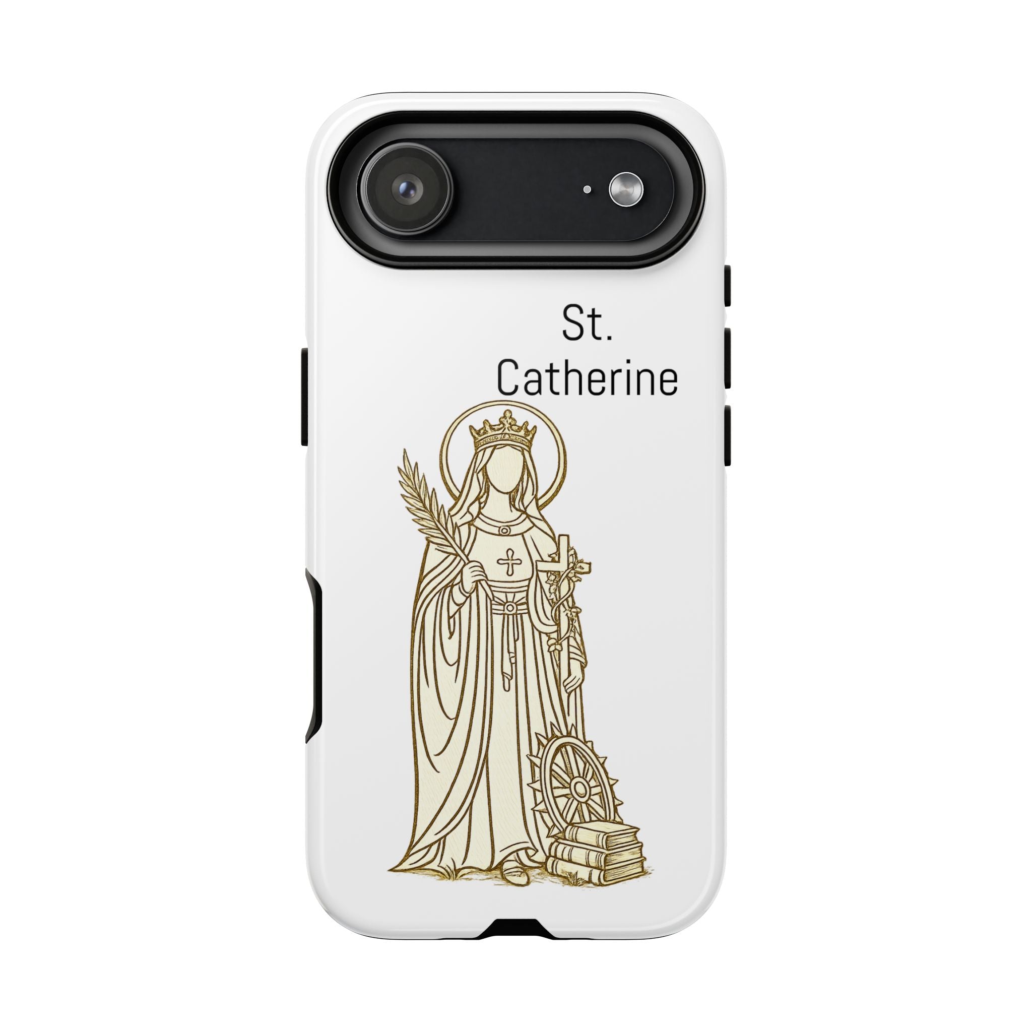 St. Catherine Phone Case — Gold Line Art Religious iPhone Cover