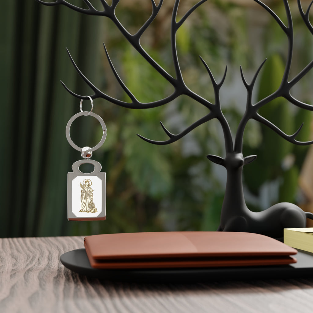 Saint catherine Rectangle Photo Keyring — Personalized Religious Photo Keychain