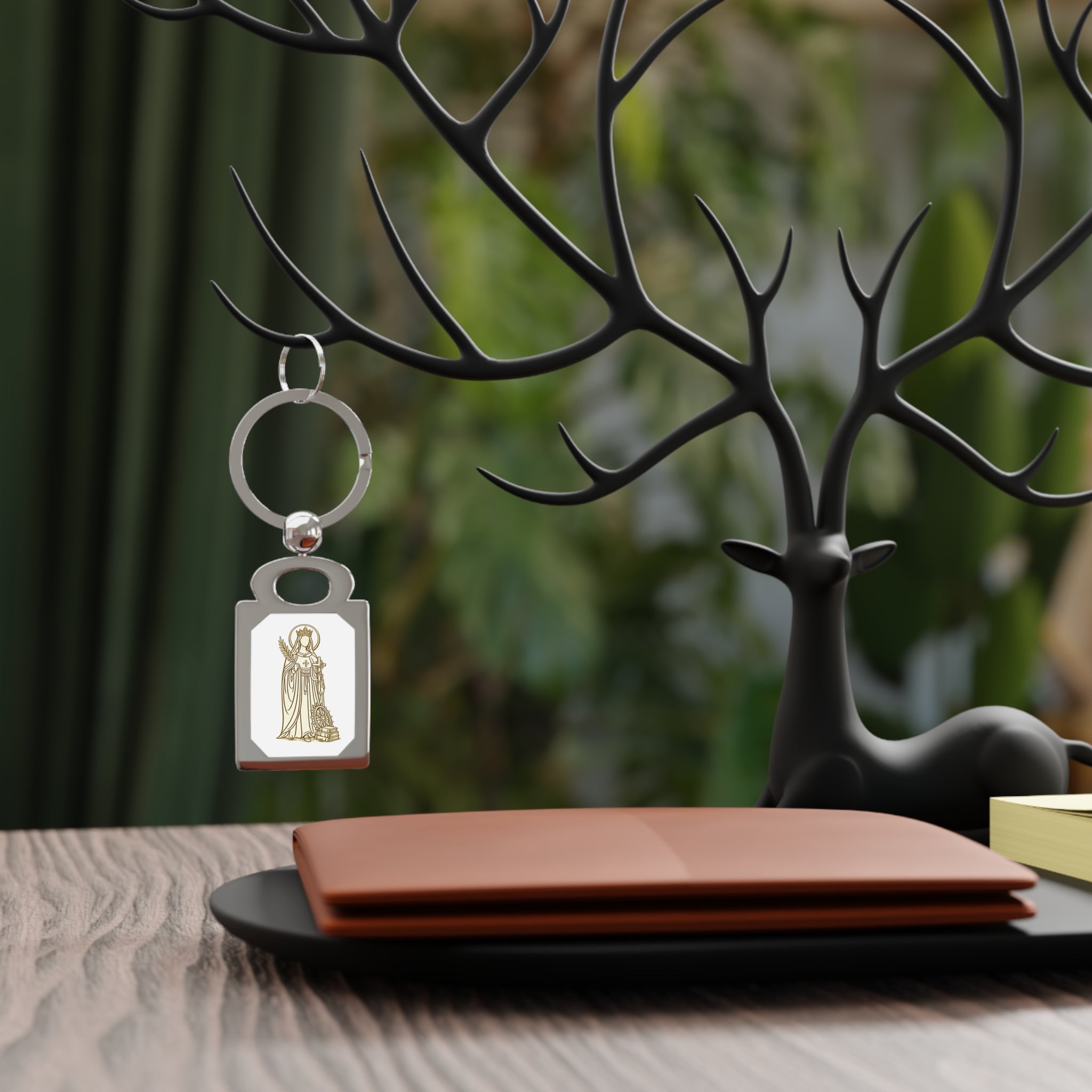 Saint catherine Rectangle Photo Keyring — Personalized Religious Photo Keychain