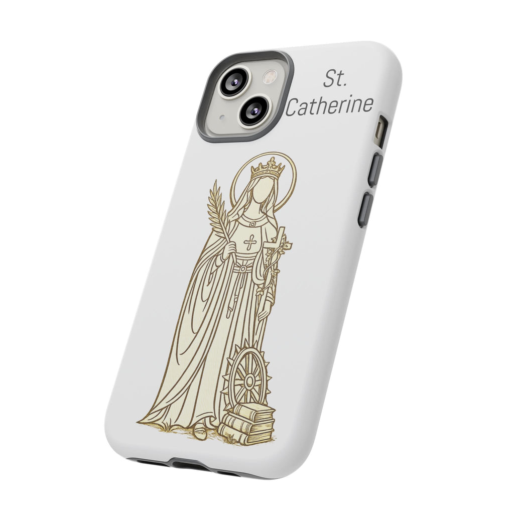 St. Catherine Phone Case — Gold Line Art Religious iPhone Cover