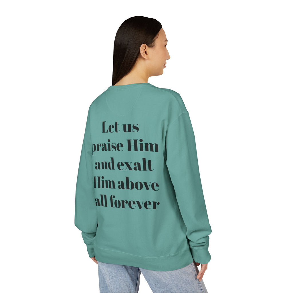 Praise Crewneck Sweatshirt — "Tasbeha Core" with Back Scripture Quote