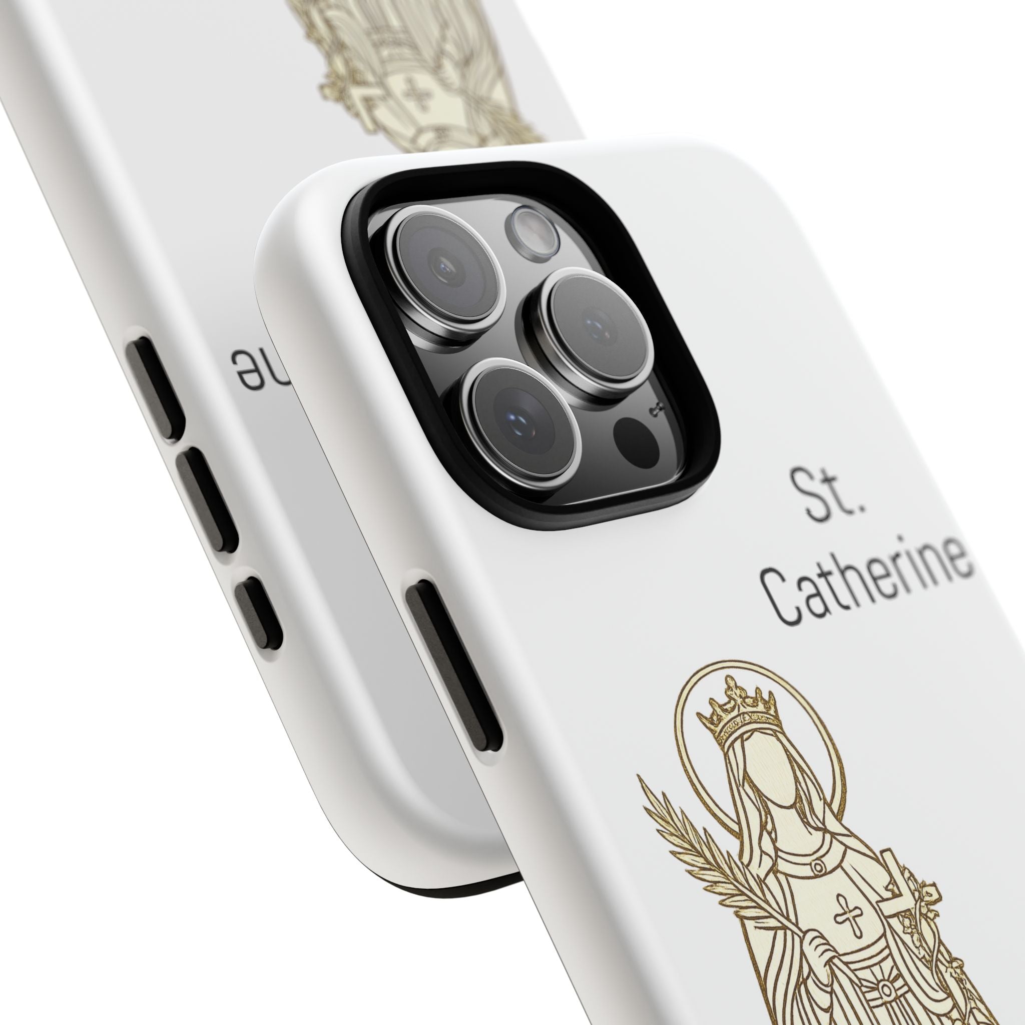 St. Catherine Phone Case — Gold Line Art Religious iPhone Cover