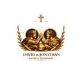 King David and King Jonathan Besties Illustration Kiss-Cut Sticker — Vintage Religious Laptop Decal