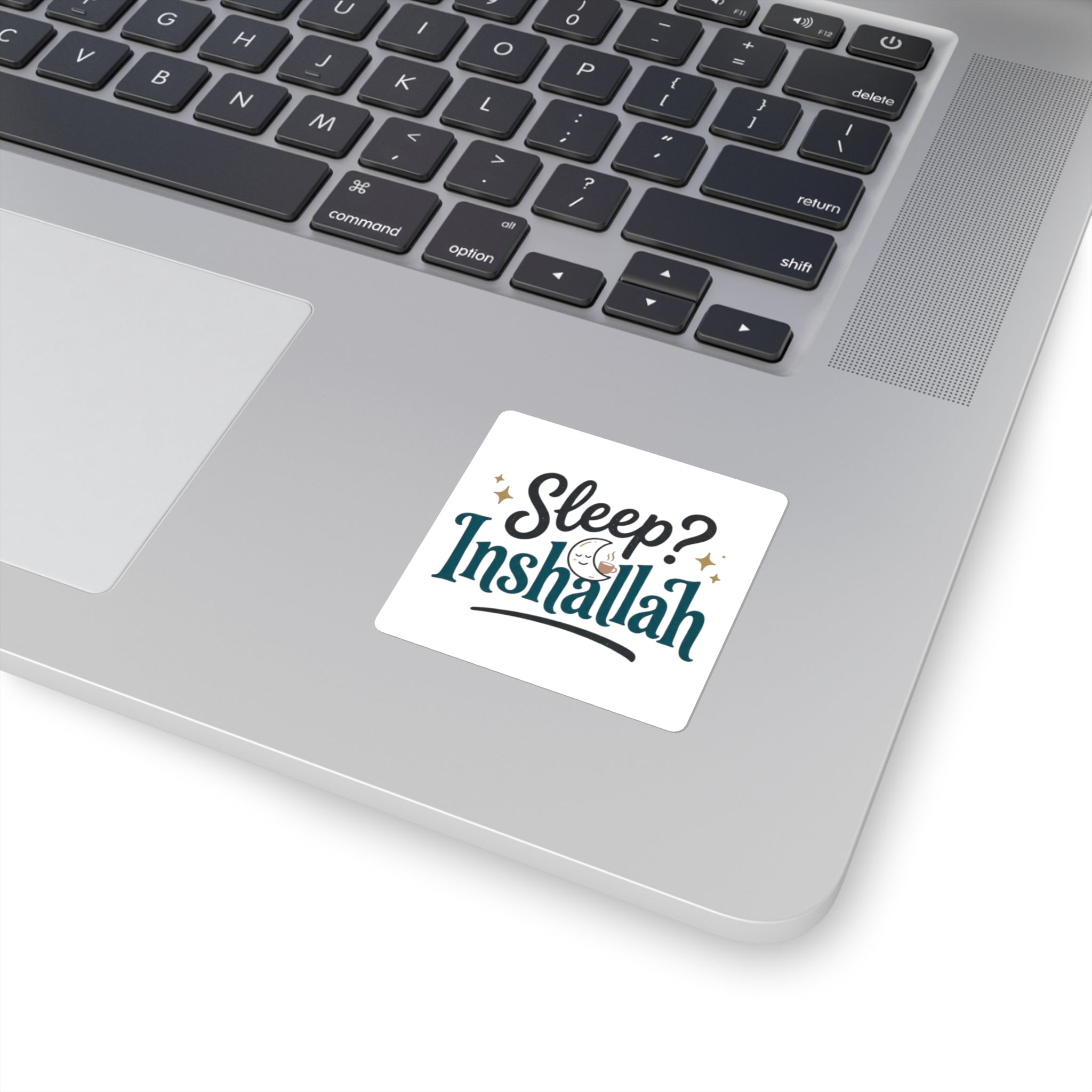 Square Sticker — "Sleep? Inshallah" HumorousLaptop Decal