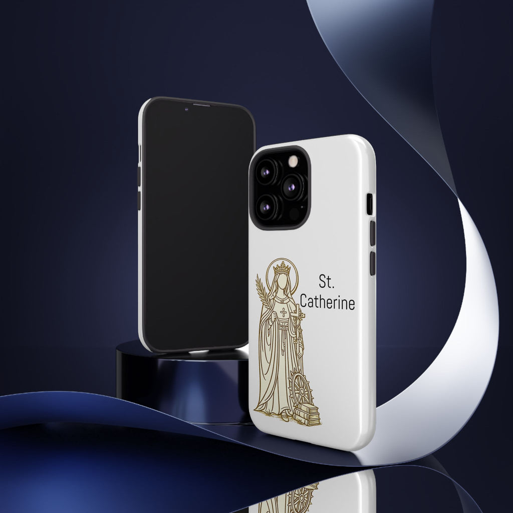 St. Catherine Phone Case — Gold Line Art Religious iPhone Cover