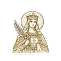 Saint Catherine Illustration Kiss-Cut Sticker — Vintage Religious Laptop Decal