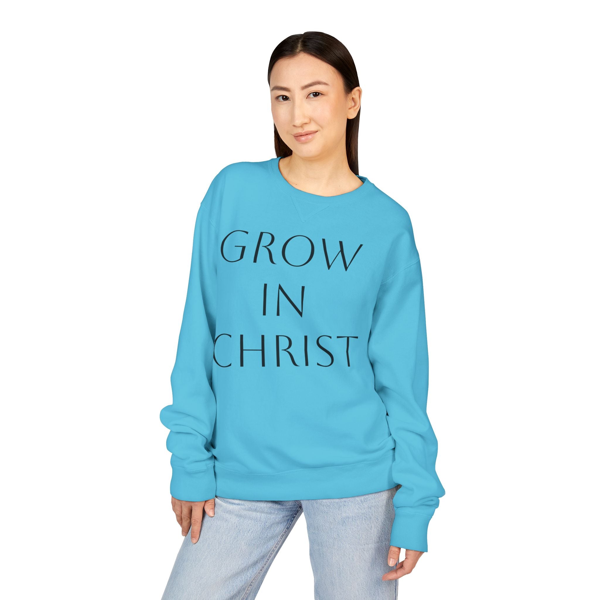 Grow in Christ Crewneck Sweatshirt — Ephesians 4:15 Inspirational Christian Pullover