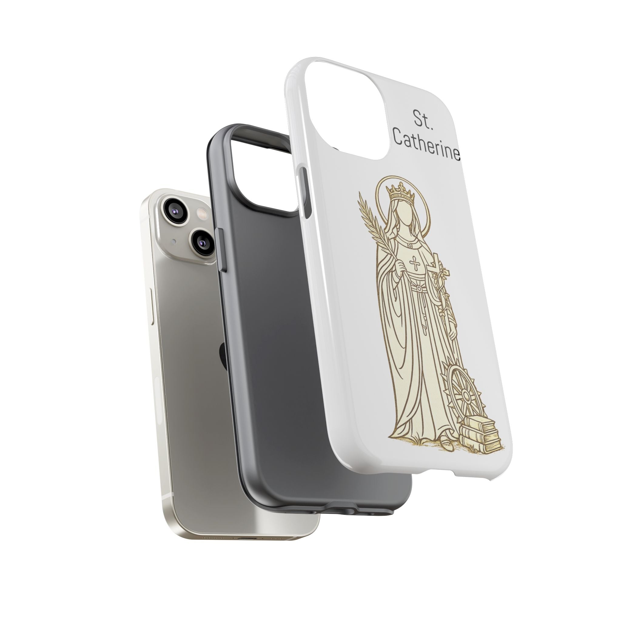 St. Catherine Phone Case — Gold Line Art Religious iPhone Cover