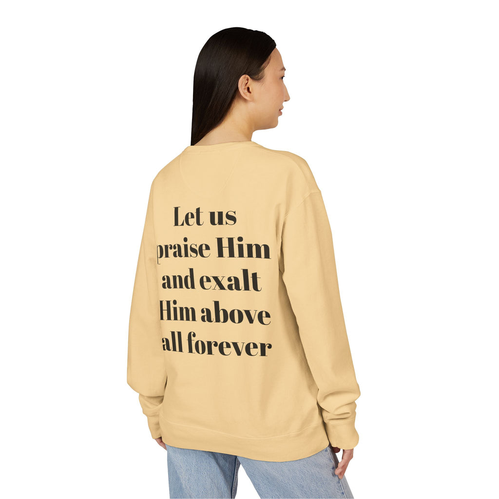 Praise Crewneck Sweatshirt — "Tasbeha Core" with Back Scripture Quote