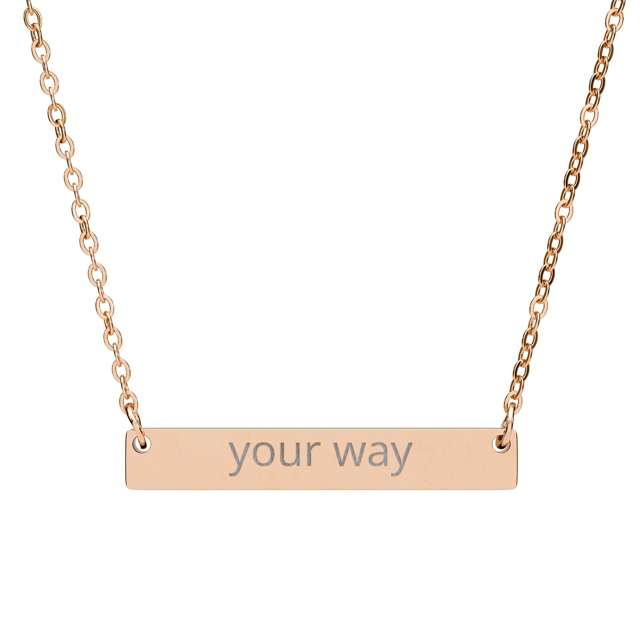 Engravable Horizontal Bar Necklace — Personalized 'your way' Silver Pendant