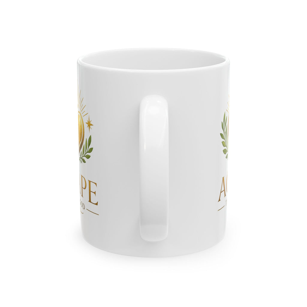 Agape Faith Ceramic Mug — "Agape Thank God" Inspirational Christian Coffee Cup (11oz/15oz) Customizable