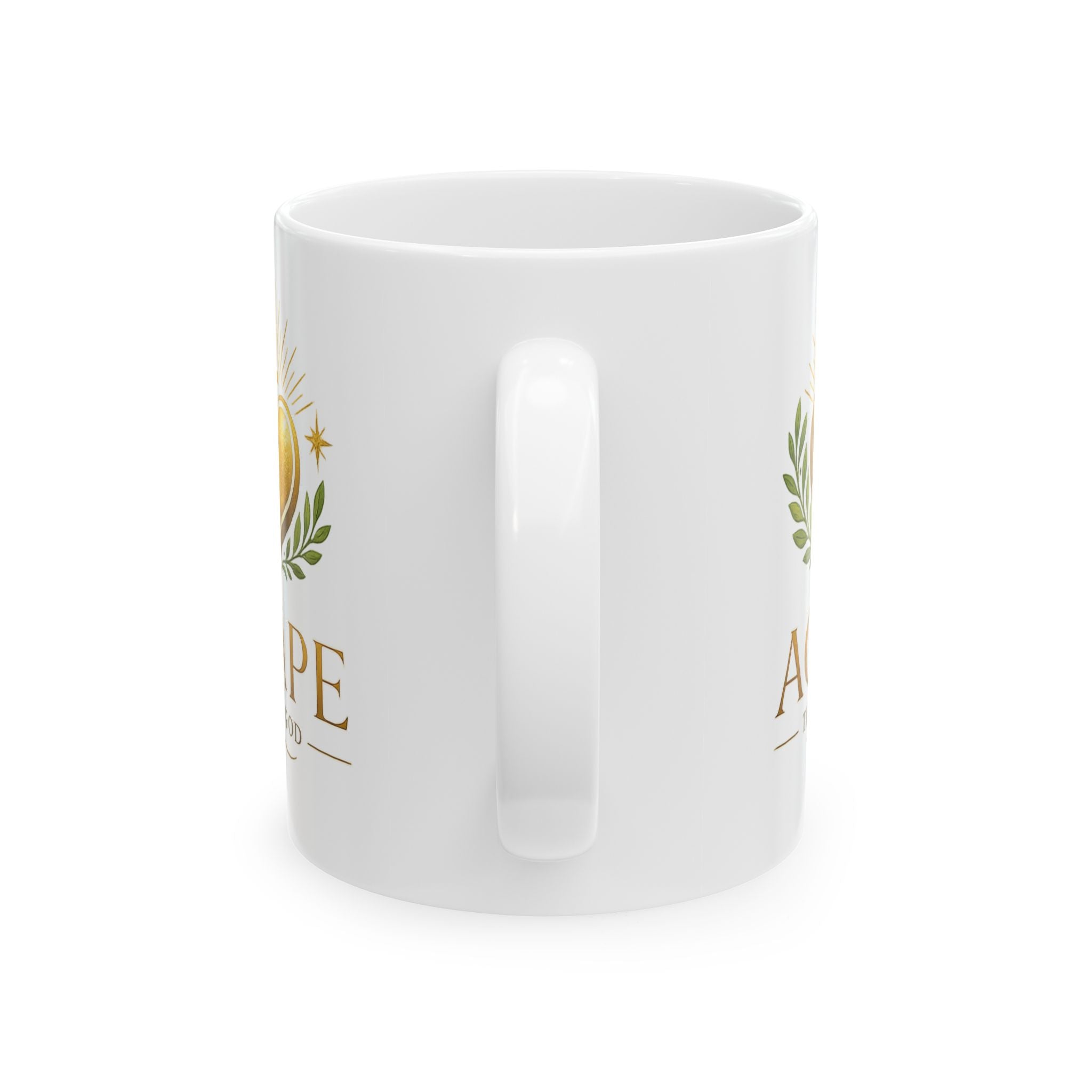 Agape Faith Ceramic Mug — "Agape Thank God" Inspirational Christian Coffee Cup (11oz/15oz) Customizable