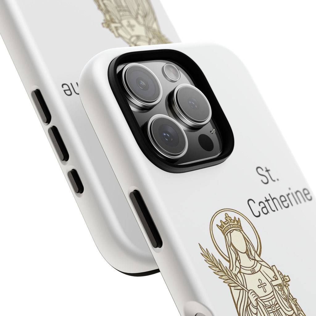 St. Catherine Phone Case — Gold Line Art Religious iPhone Cover