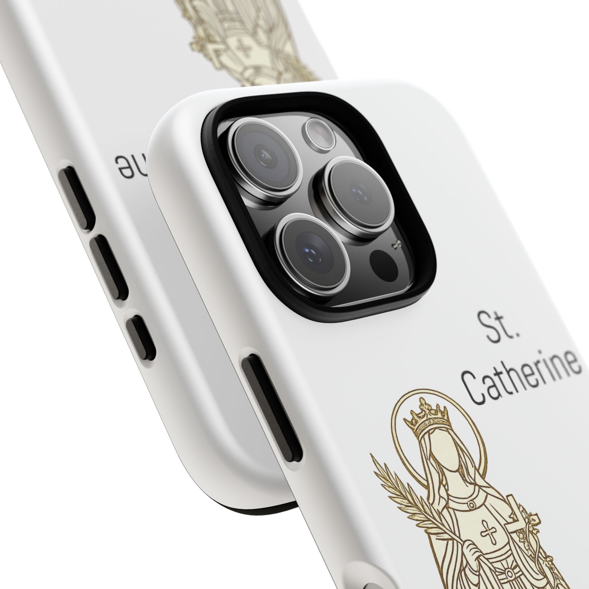 St. Catherine Phone Case — Gold Line Art Religious iPhone Cover