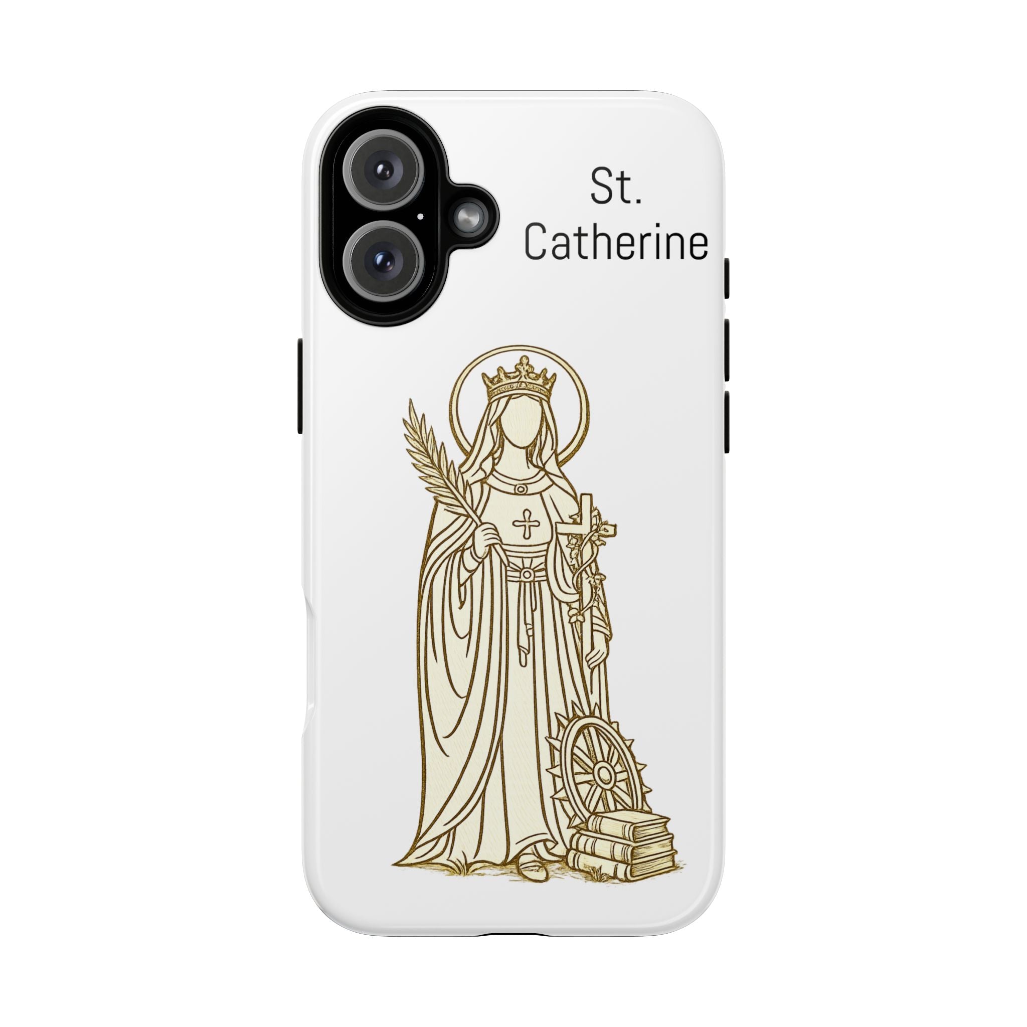 St. Catherine Phone Case — Gold Line Art Religious iPhone Cover
