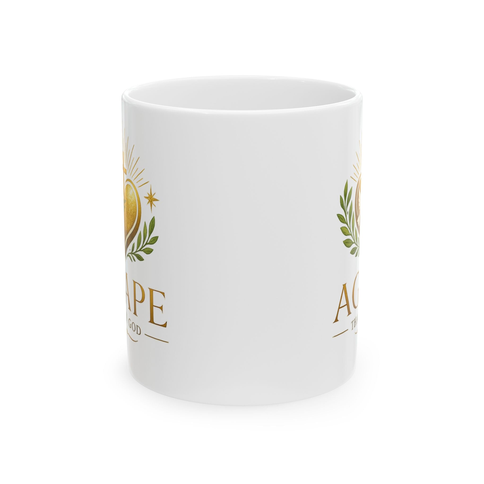 Agape Faith Ceramic Mug — "Agape Thank God" Inspirational Christian Coffee Cup (11oz/15oz) Customizable