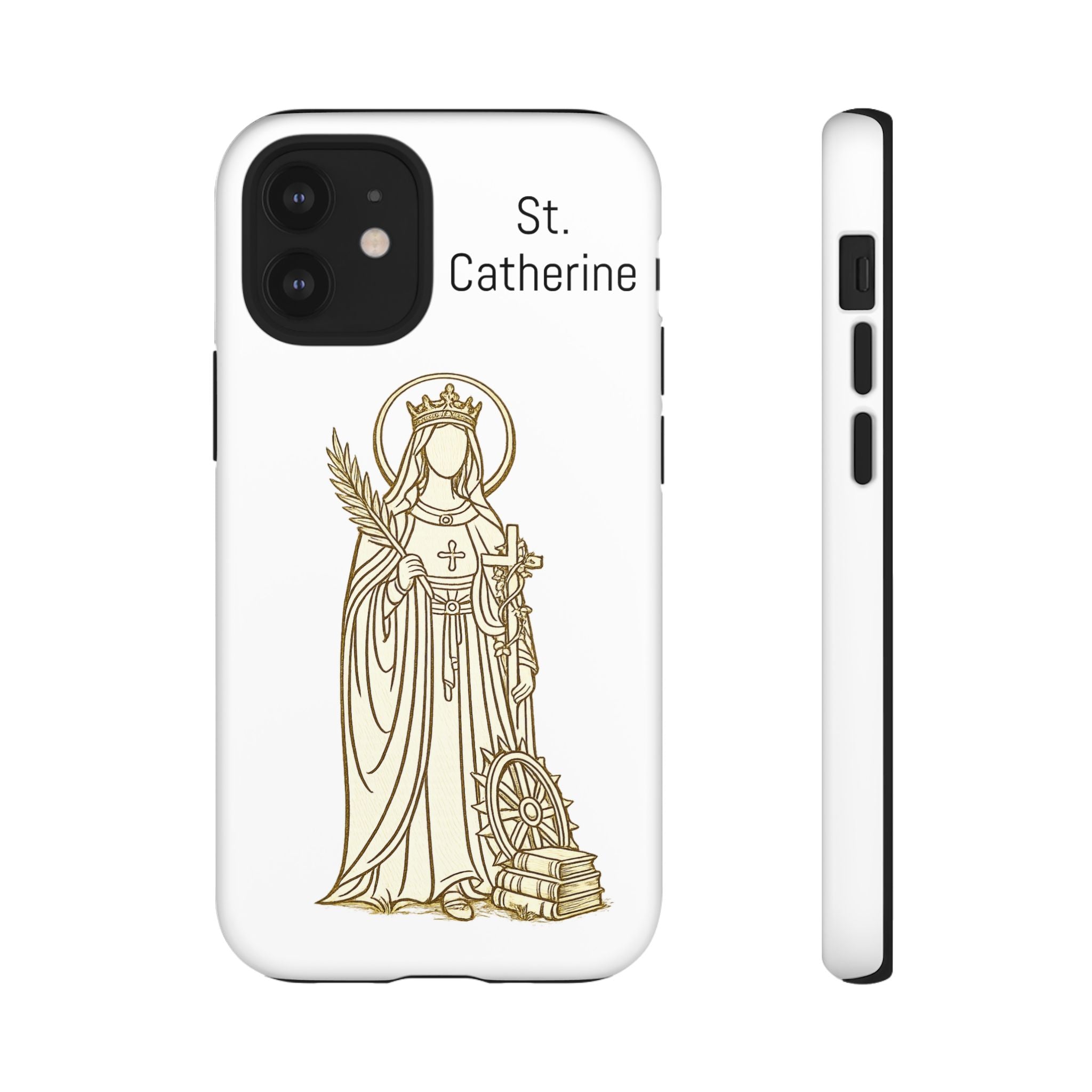 St. Catherine Phone Case — Gold Line Art Religious iPhone Cover