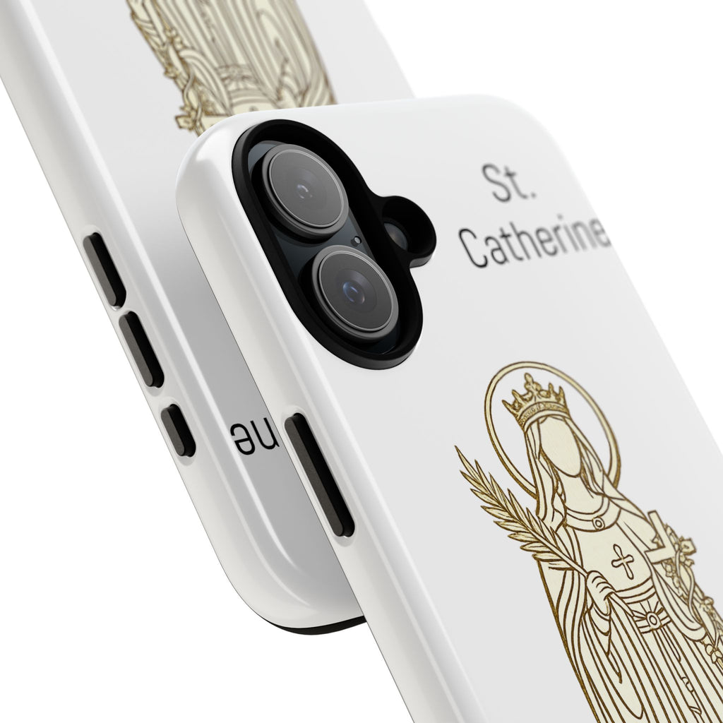 St. Catherine Phone Case — Gold Line Art Religious iPhone Cover