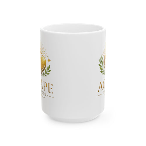 Agape Faith Ceramic Mug — "Agape Thank God" Inspirational Christian Coffee Cup (11oz/15oz) Customizable