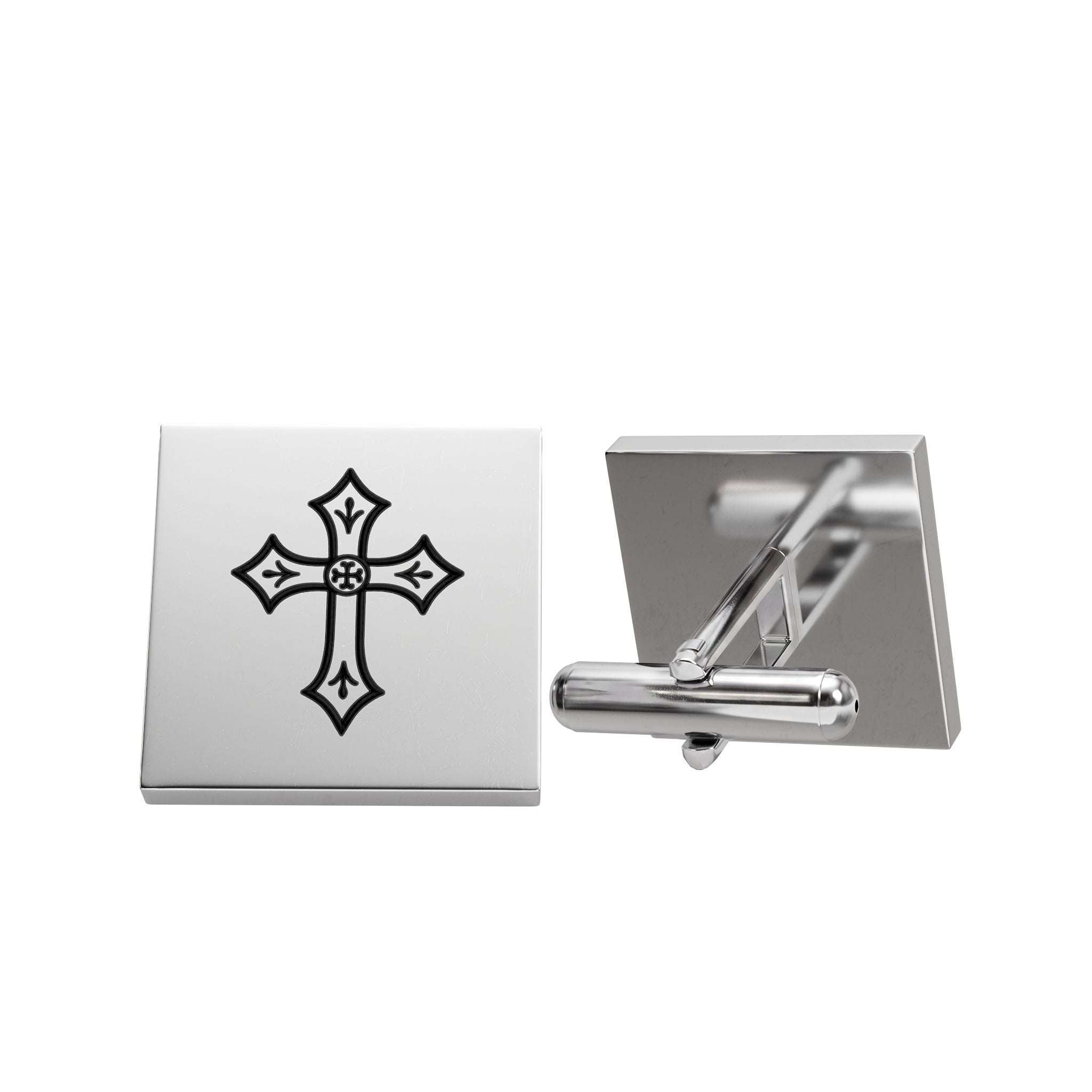 Gold Cross Cufflinks – Religious Square Dress Cuff Links