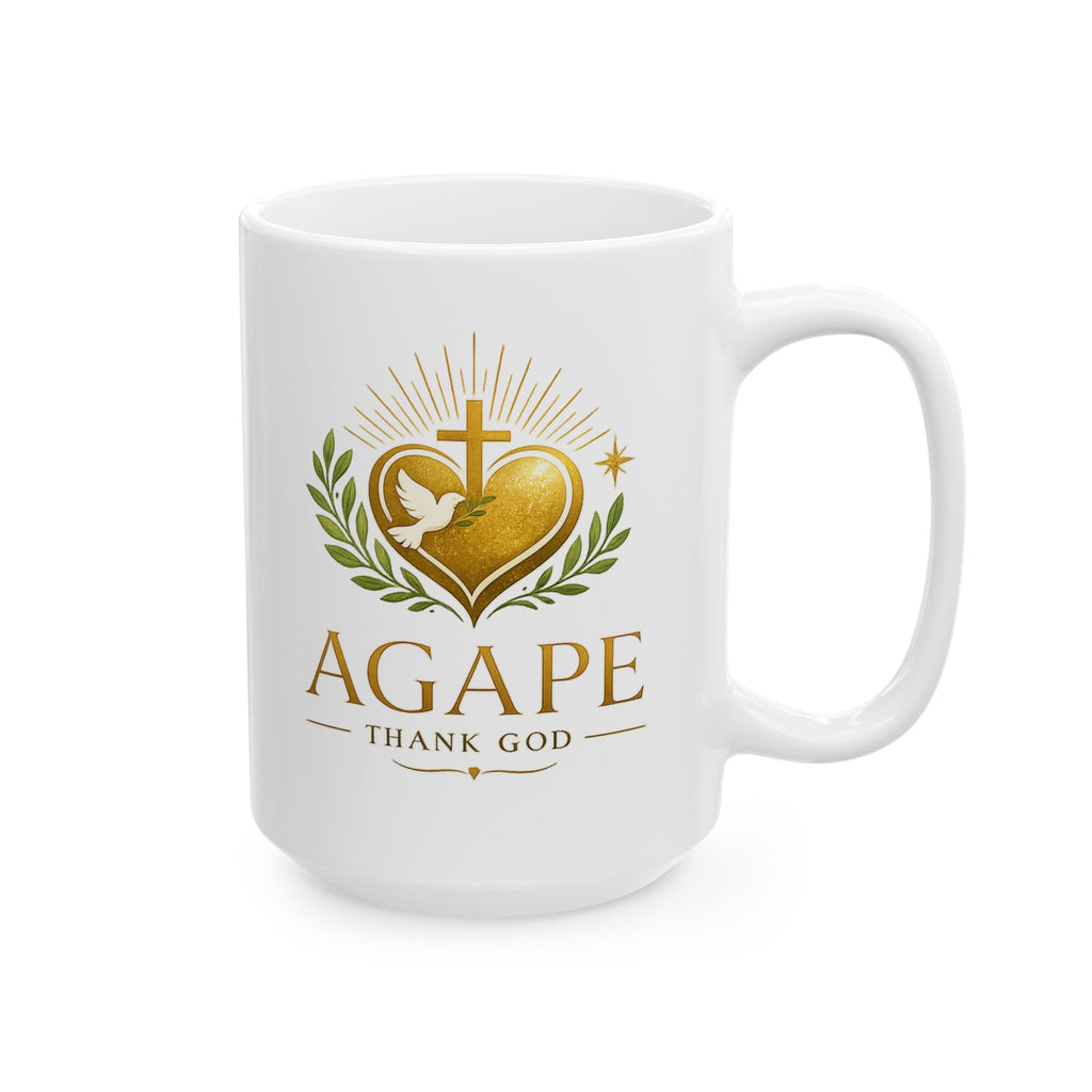 Agape Faith Ceramic Mug — "Agape Thank God" Inspirational Christian Coffee Cup (11oz/15oz) Customizable