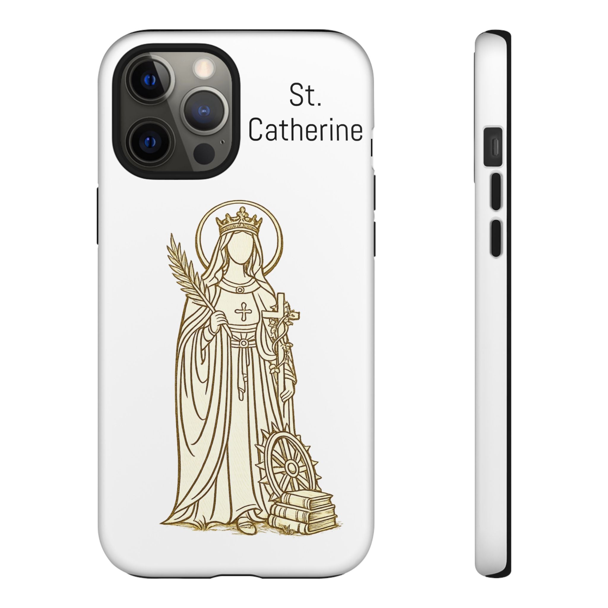 St. Catherine Phone Case — Gold Line Art Religious iPhone Cover