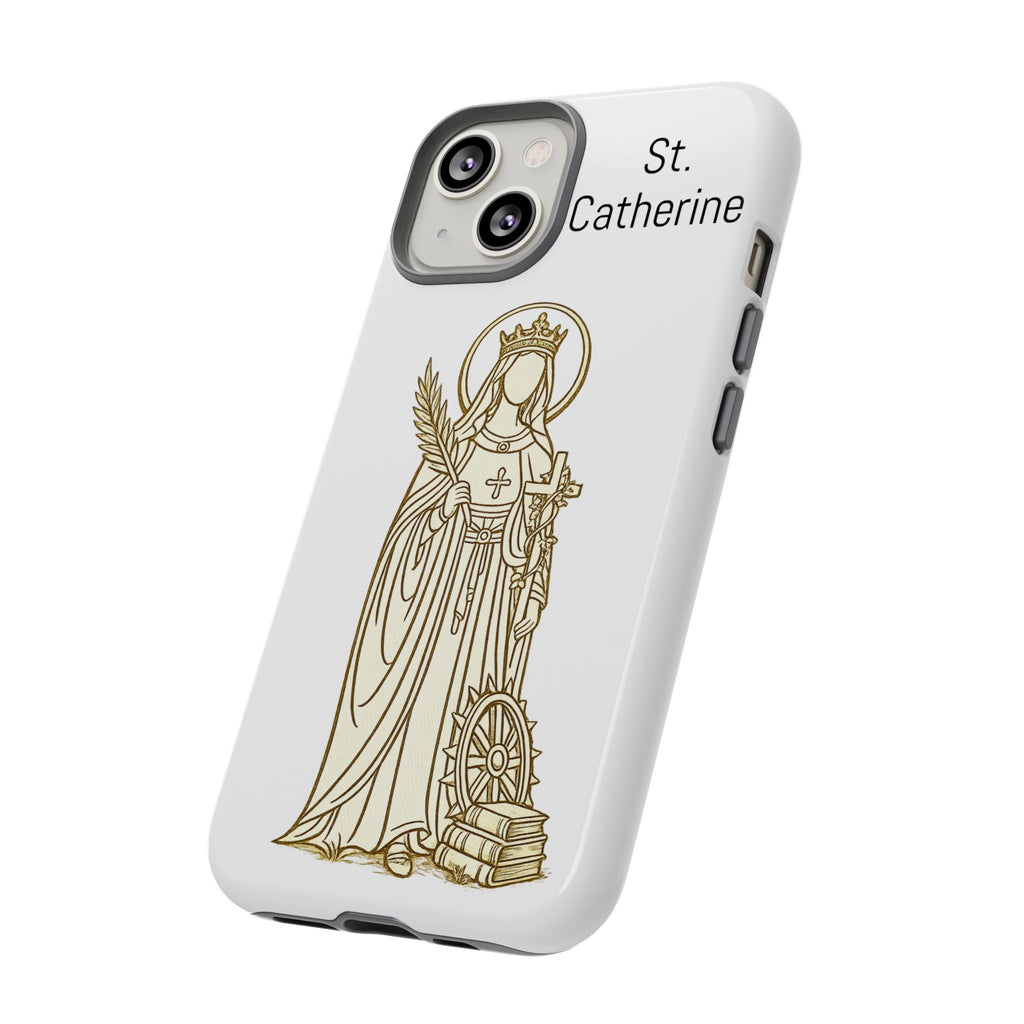 St. Catherine Phone Case — Gold Line Art Religious iPhone Cover