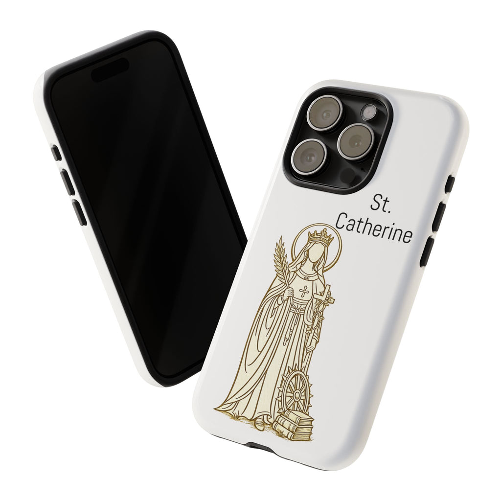 St. Catherine Phone Case — Gold Line Art Religious iPhone Cover