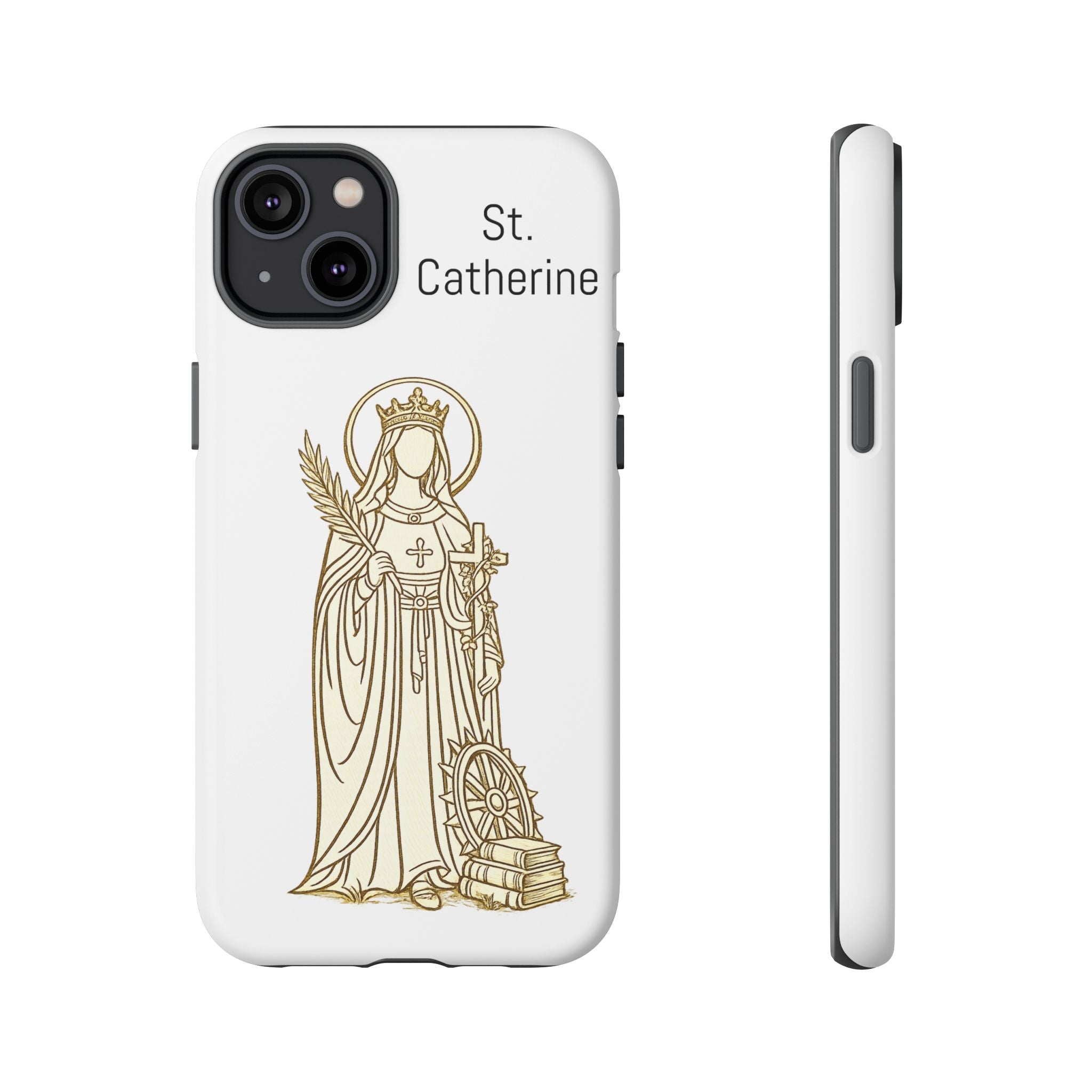 St. Catherine Phone Case — Gold Line Art Religious iPhone Cover