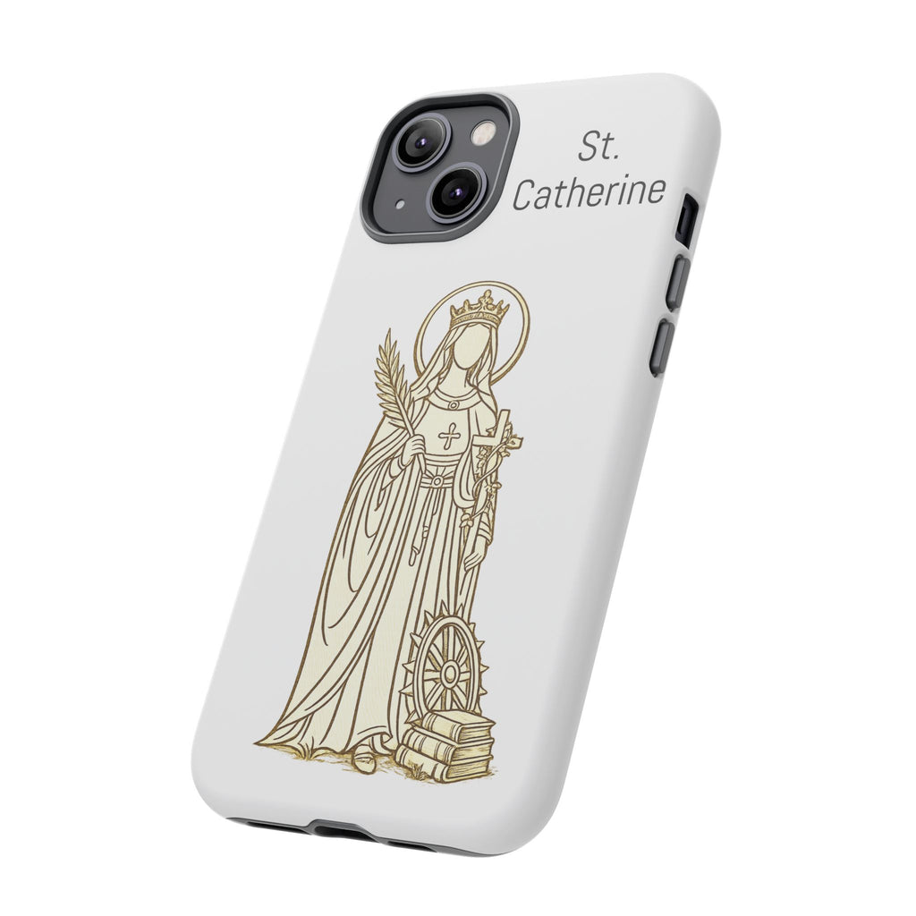 St. Catherine Phone Case — Gold Line Art Religious iPhone Cover