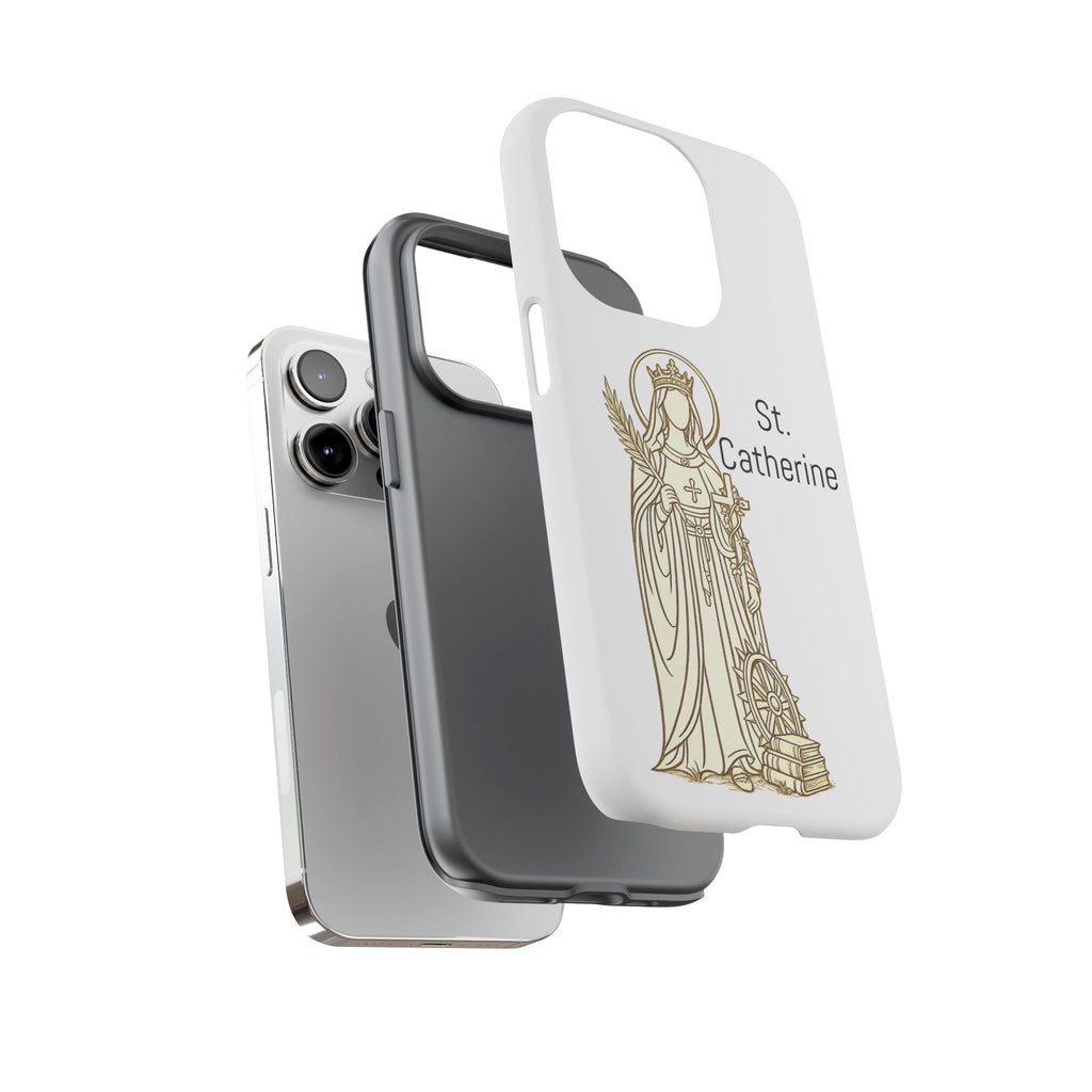 St. Catherine Phone Case — Gold Line Art Religious iPhone Cover