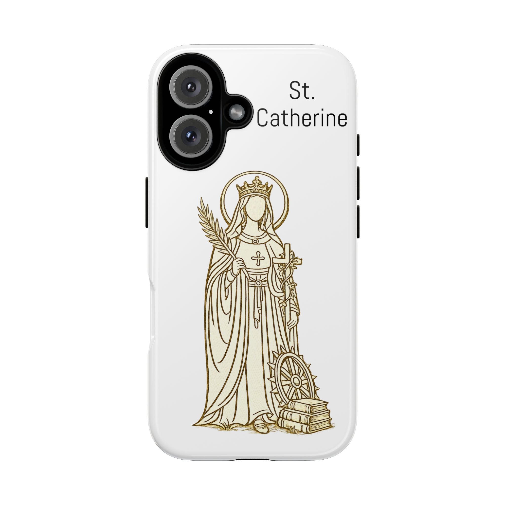 St. Catherine Phone Case — Gold Line Art Religious iPhone Cover