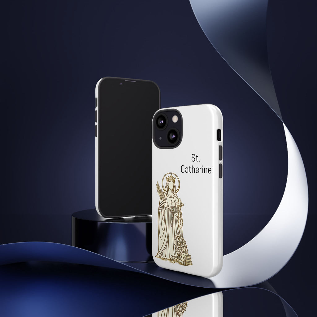 St. Catherine Phone Case — Gold Line Art Religious iPhone Cover