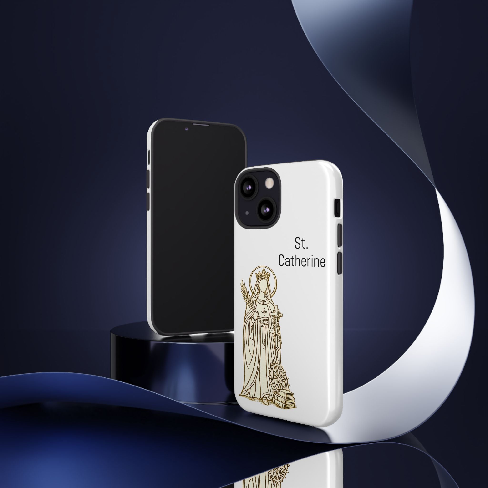 St. Catherine Phone Case — Gold Line Art Religious iPhone Cover