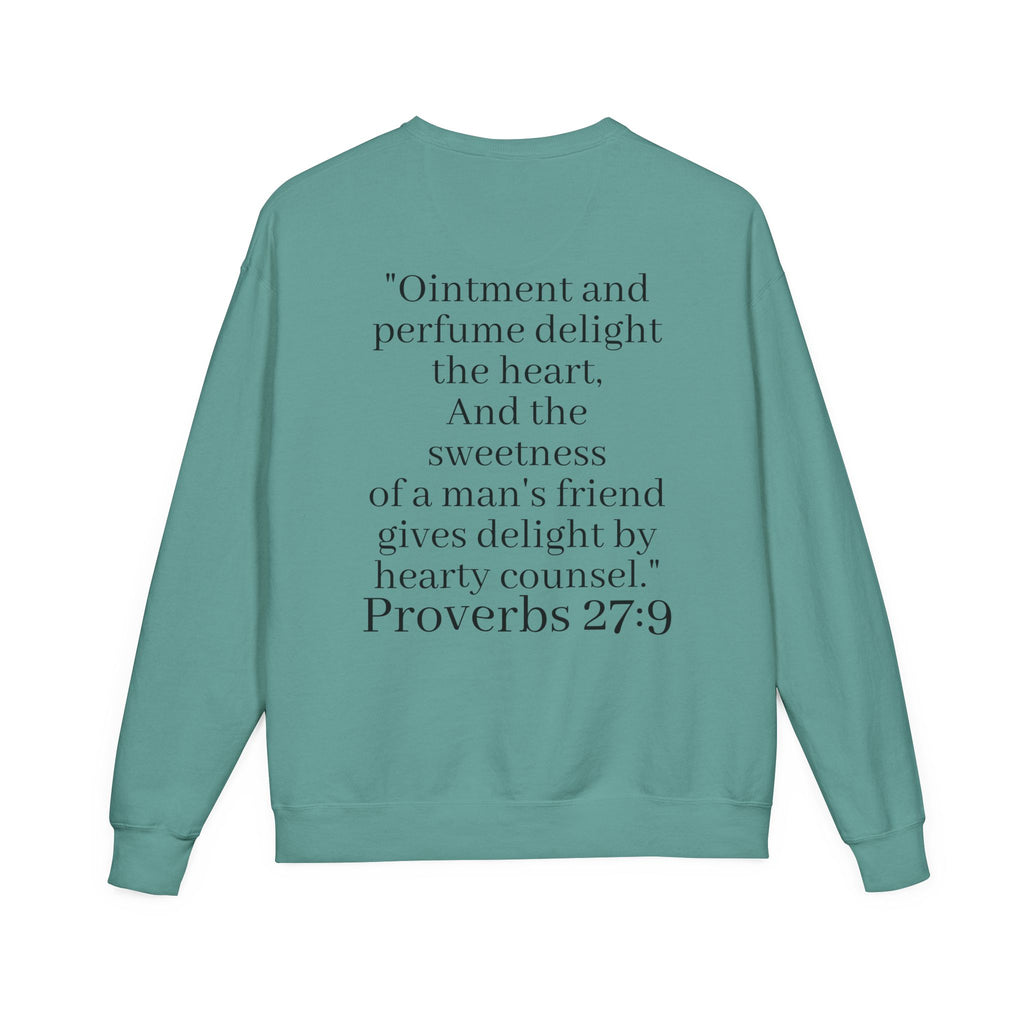 Besties Crewneck Sweatshirt — "Besties" Front & Proverbs 27:9 Back