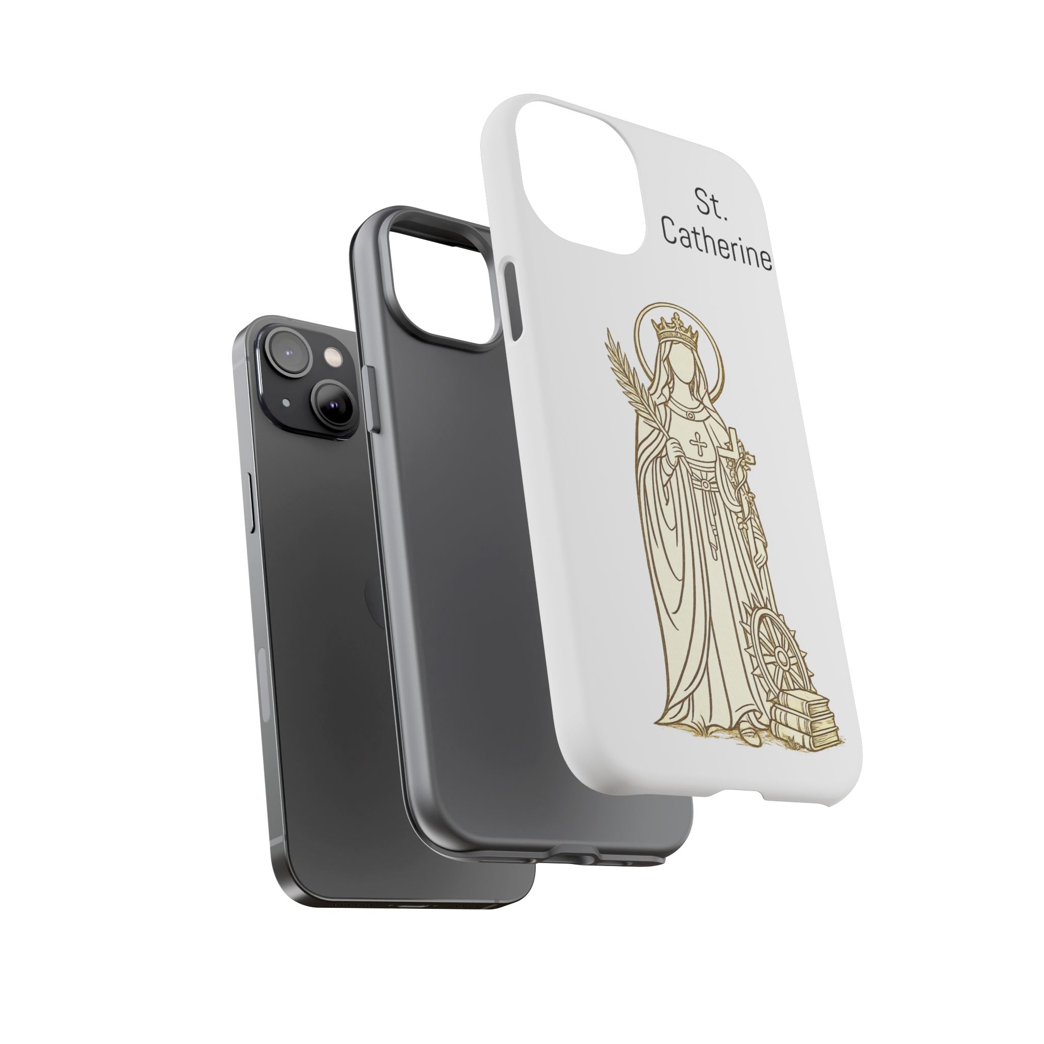St. Catherine Phone Case — Gold Line Art Religious iPhone Cover