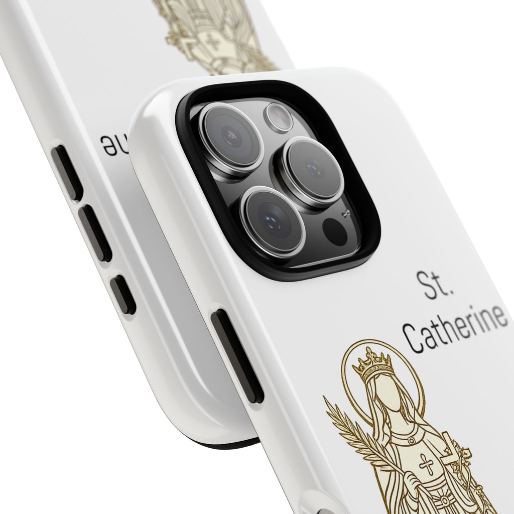 St. Catherine Phone Case — Gold Line Art Religious iPhone Cover