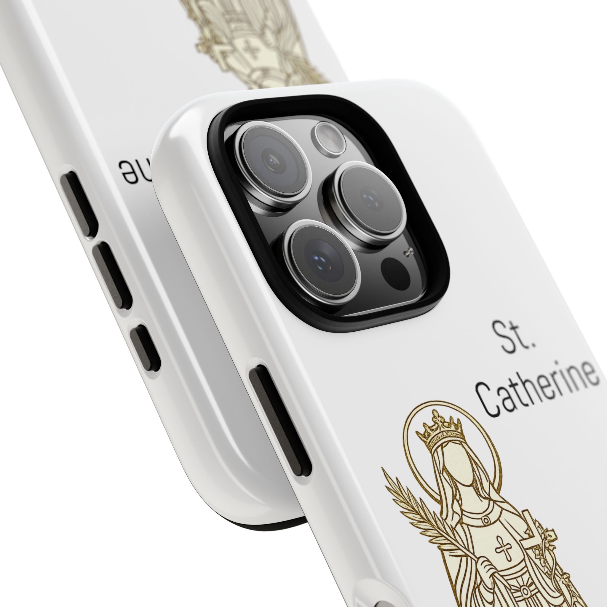 St. Catherine Phone Case — Gold Line Art Religious iPhone Cover