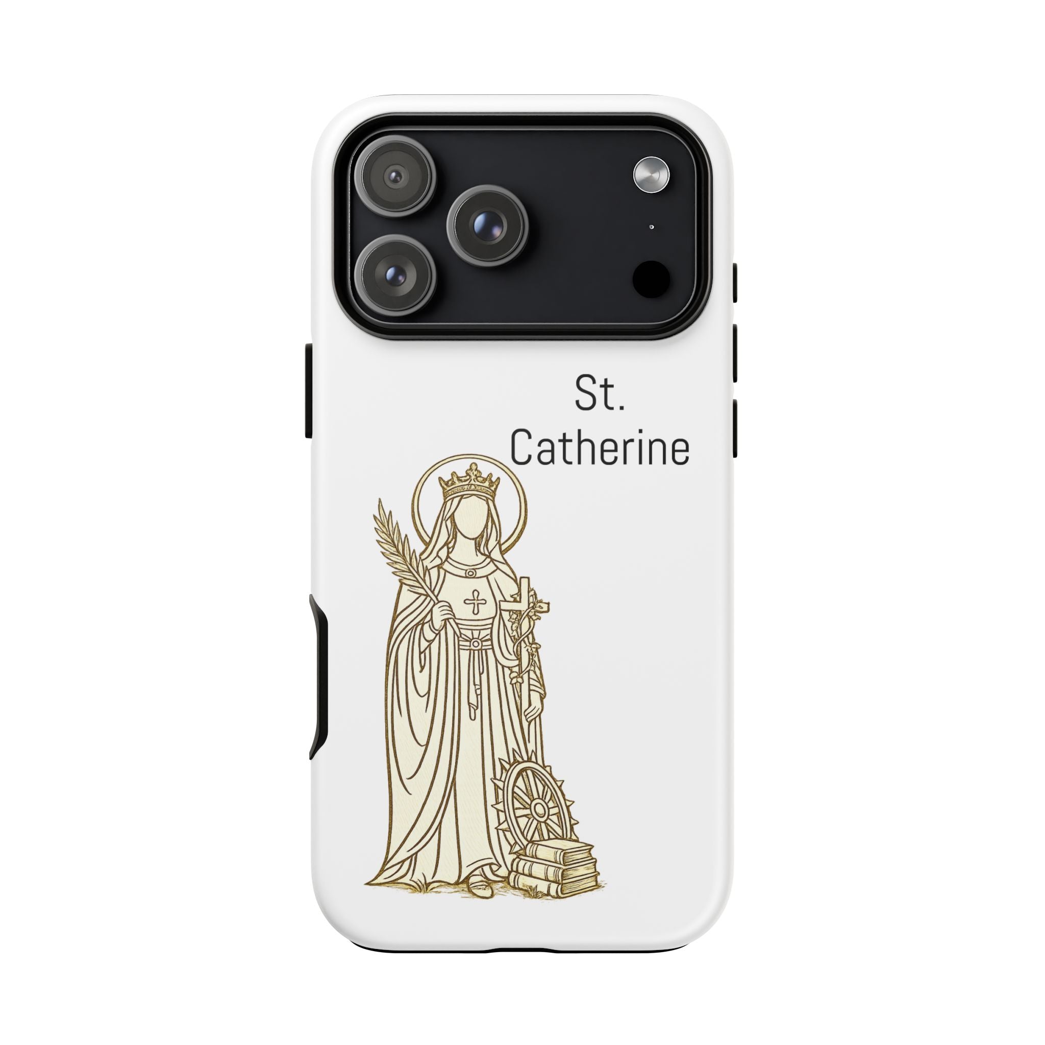 St. Catherine Phone Case — Gold Line Art Religious iPhone Cover