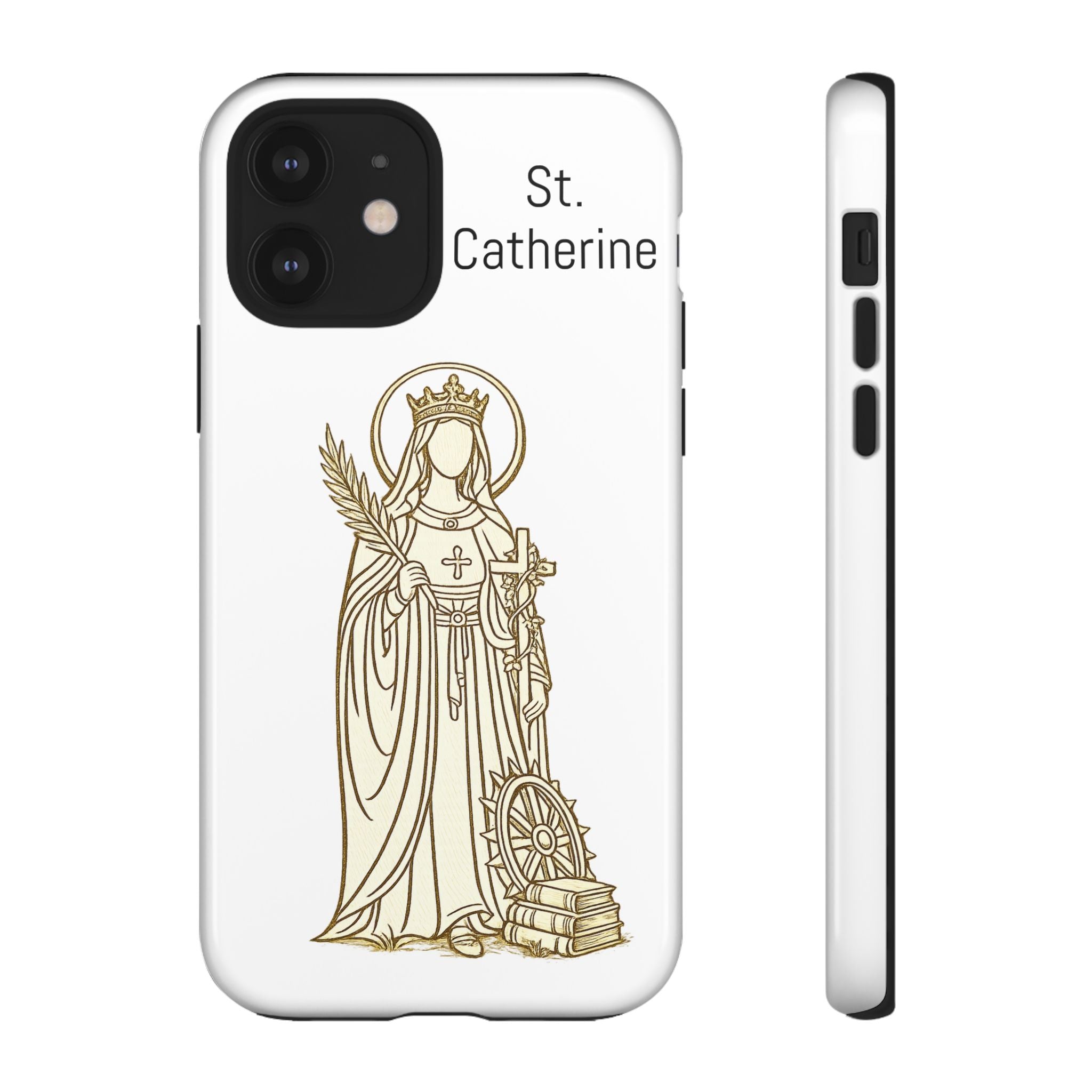 St. Catherine Phone Case — Gold Line Art Religious iPhone Cover