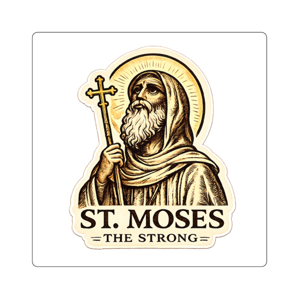 St. Moses Square Sticker — Vintage Religious Saint Decal