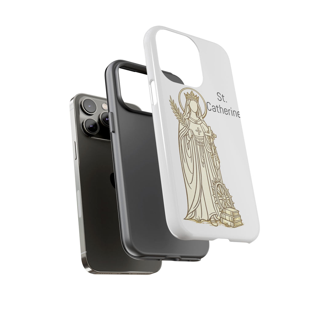 St. Catherine Phone Case — Gold Line Art Religious iPhone Cover