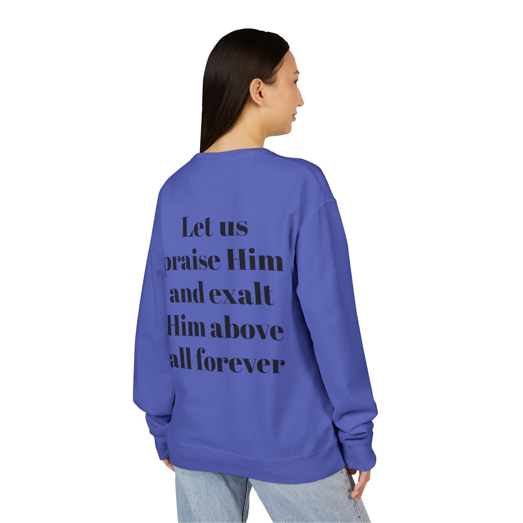 Praise Crewneck Sweatshirt — "Tasbeha Core" with Back Scripture Quote