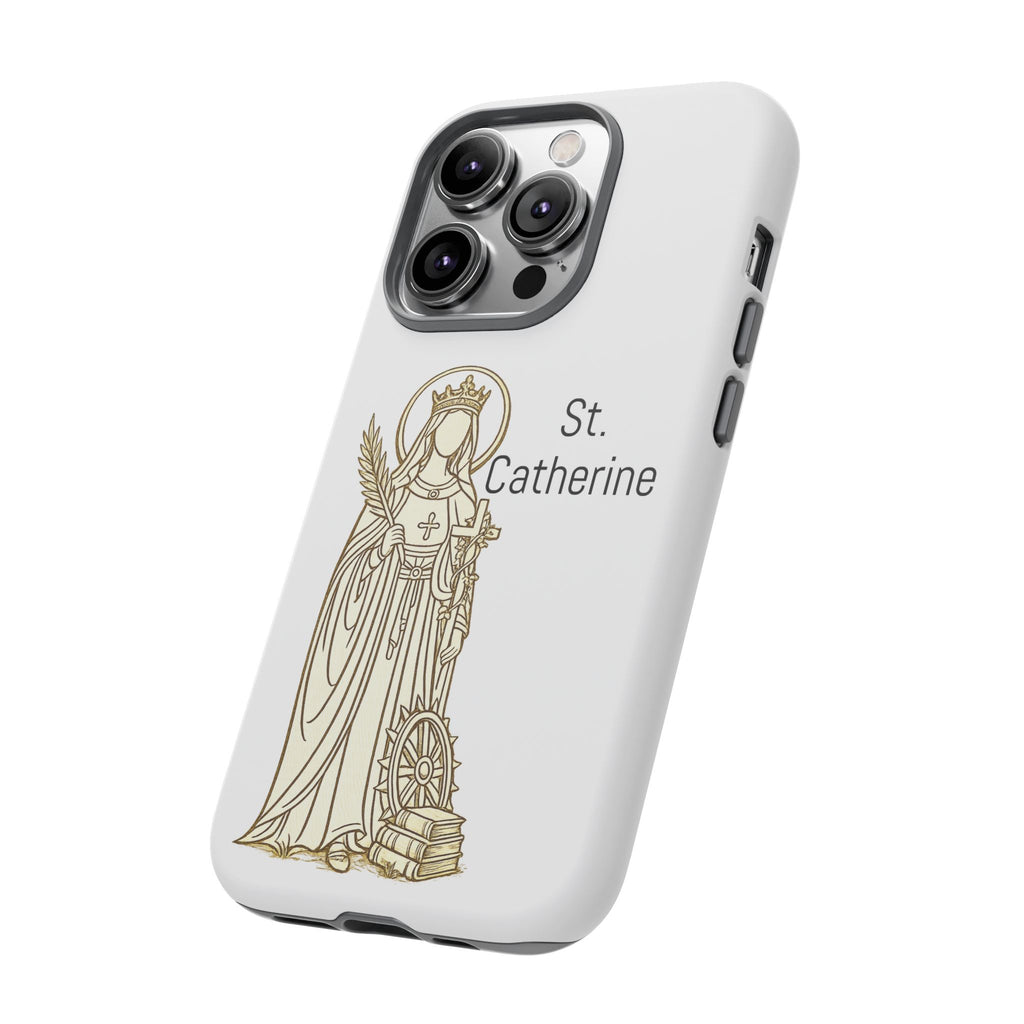 St. Catherine Phone Case — Gold Line Art Religious iPhone Cover