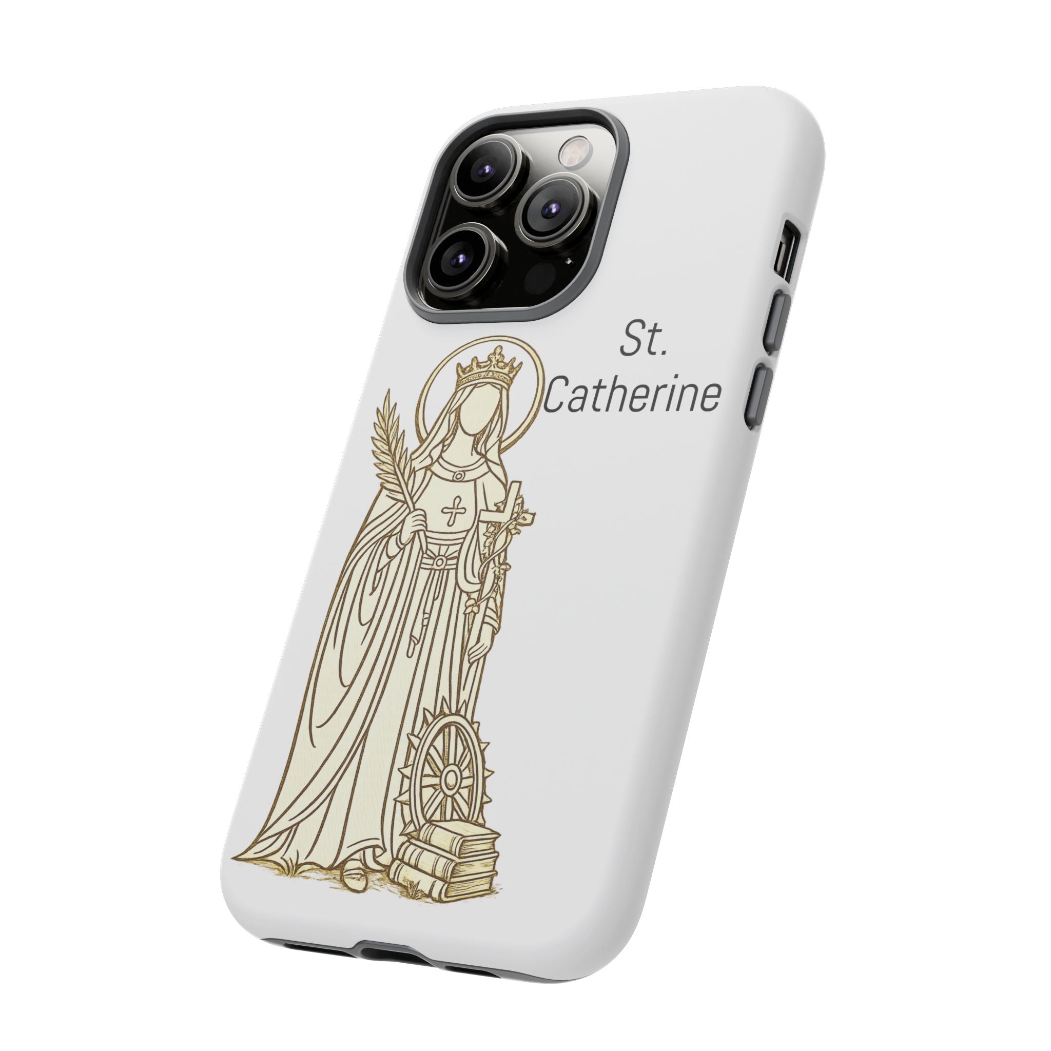 St. Catherine Phone Case — Gold Line Art Religious iPhone Cover