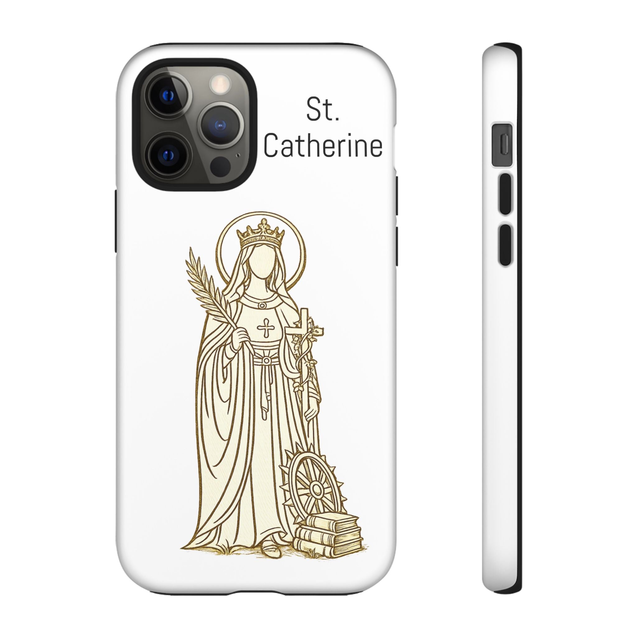 St. Catherine Phone Case — Gold Line Art Religious iPhone Cover