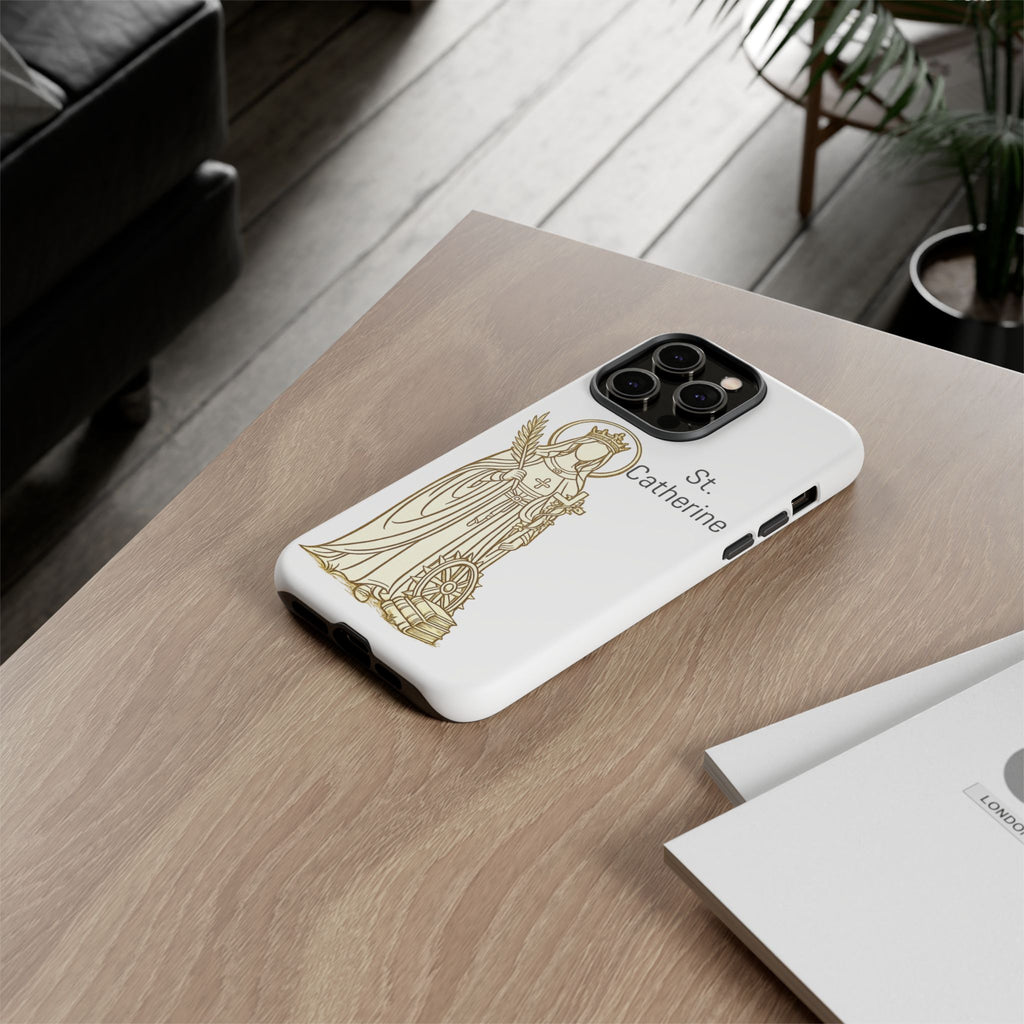 St. Catherine Phone Case — Gold Line Art Religious iPhone Cover