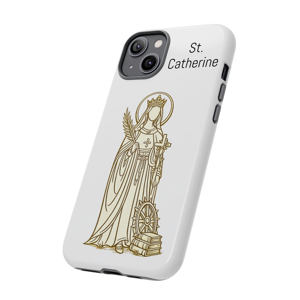 St. Catherine Phone Case — Gold Line Art Religious iPhone Cover
